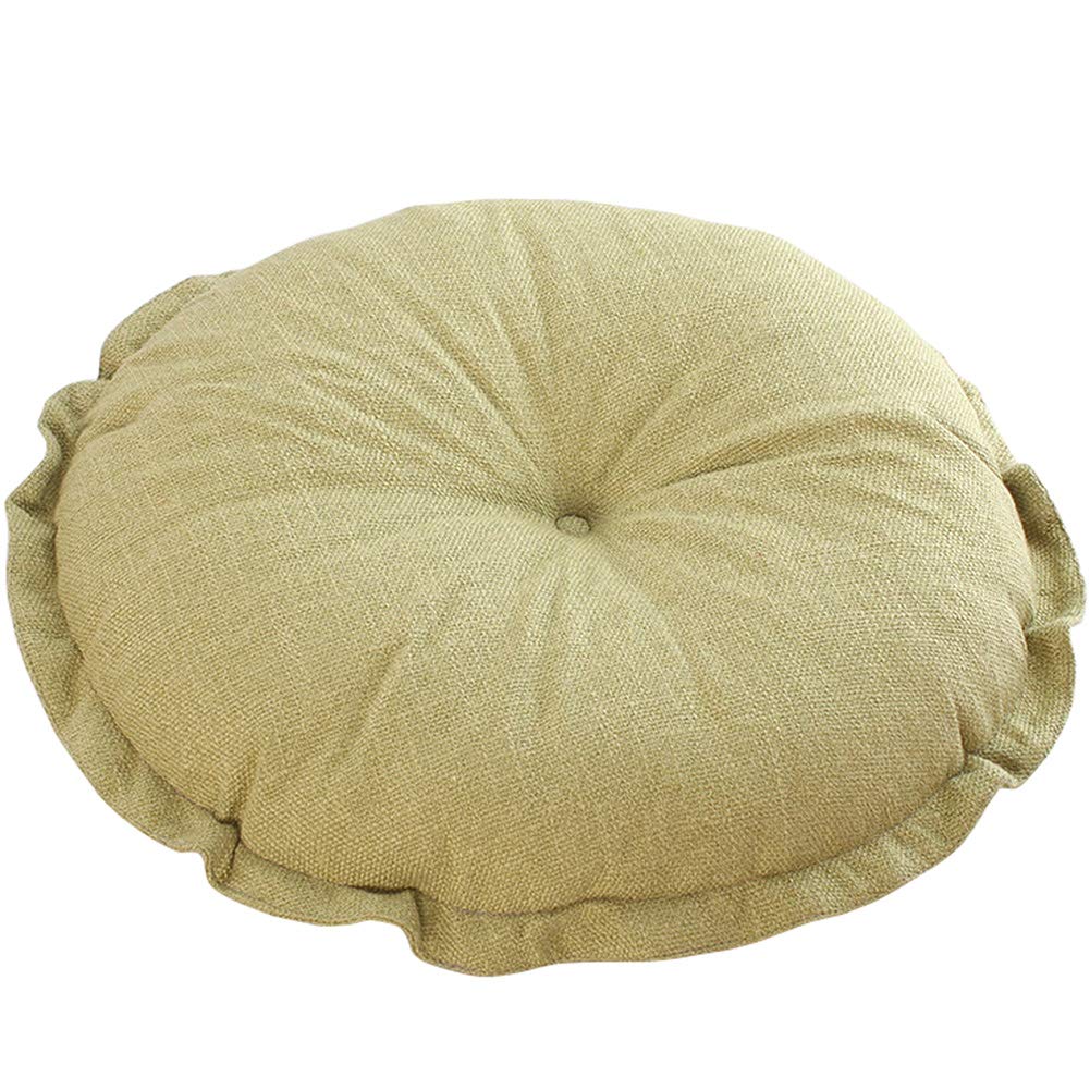 vctops Boho Soft Round Floor Pillow Cushion with Ruffles, Cotton Linen Print Chair Pad Tatami for Meditation, Yoga, Living Room, Balcony (Sky Blue,18"x18"x5")