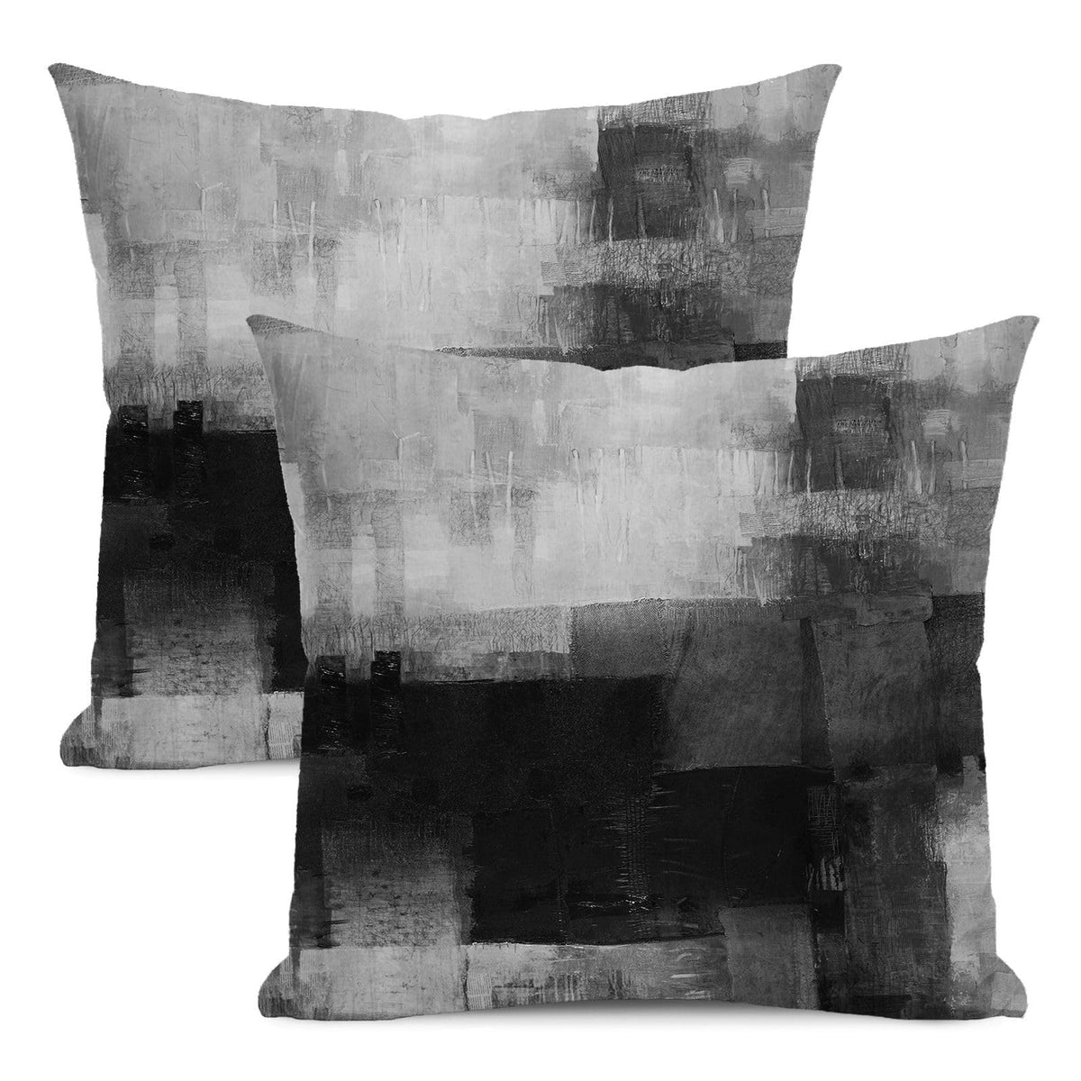 AEIOAE Black Grey White Pillow Covers 20x20 Inch Set of 2,Abstract Art Throw Pillows Case,Modern Geometry Outdoor Decorative Square Linen Farmhouse Decor Cushion Covers for Home Sofa Bed Couch