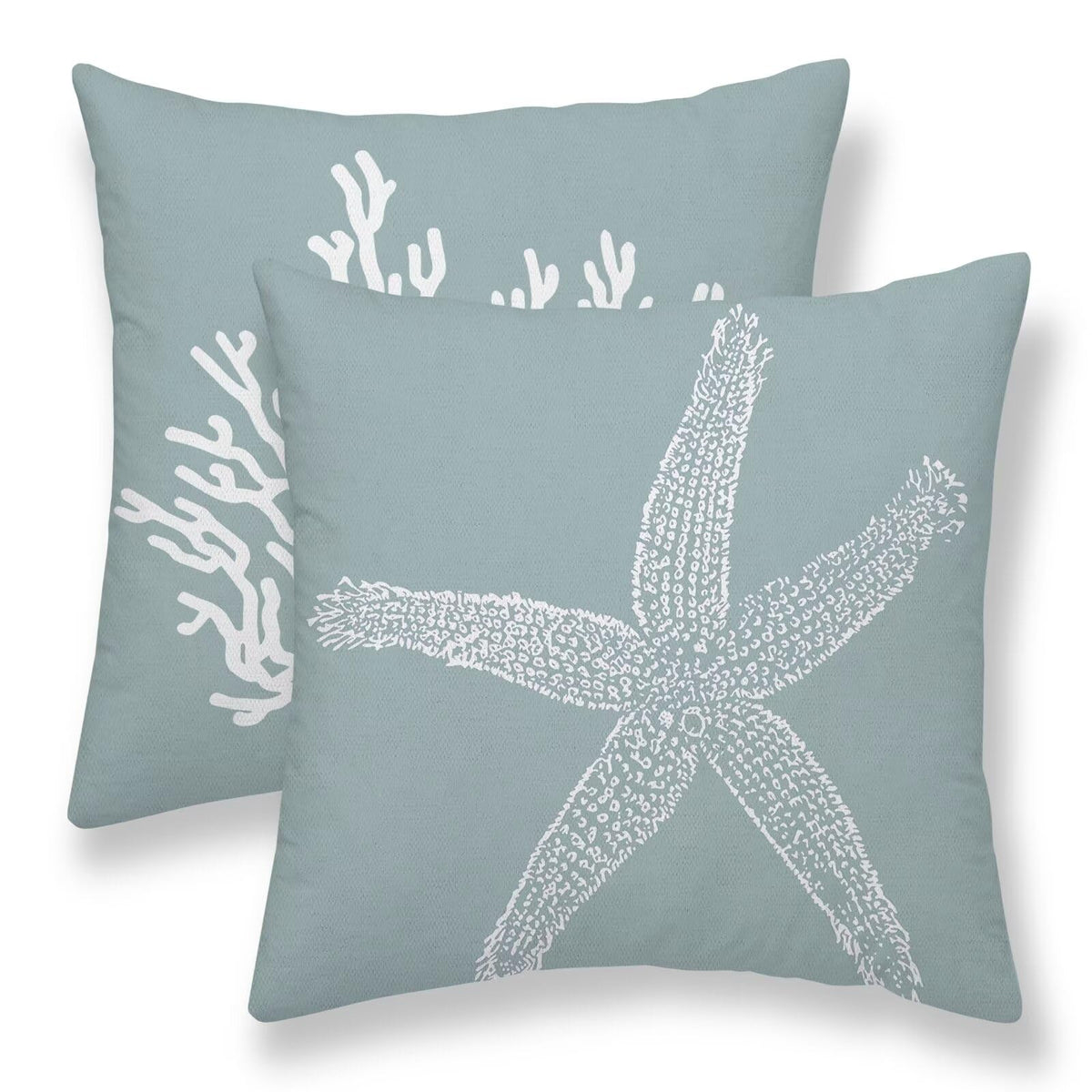 Summer Palm Leaf Pillow Covers 20x20 Set of 2, Coral Tropical Leaf Decorative Outdoor Throw Pillow Covers Green Blue Botanical Farmhouse Cushion Case Linen Square Decor for Couch Sofa