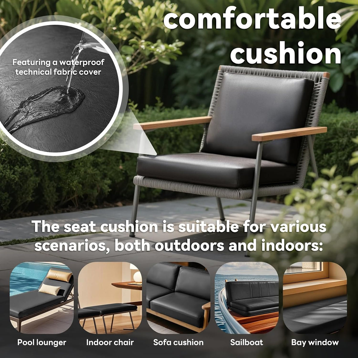 MOZIMO Bay Window Cushion 74.80x39.37in 50D high-Resilience Foam, Waterproof and Scratch-Proof. Can Be Used for Shoe Cabinets, Windowsills, Pianos, and Dining Areas. -Beige.