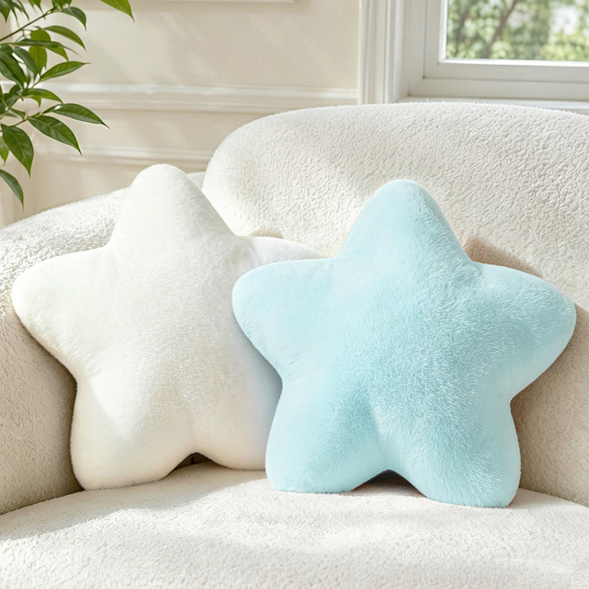 2PCS Star Pillow Set,15.35“ Cute Yellow Decorative Throw Pillows for Bed