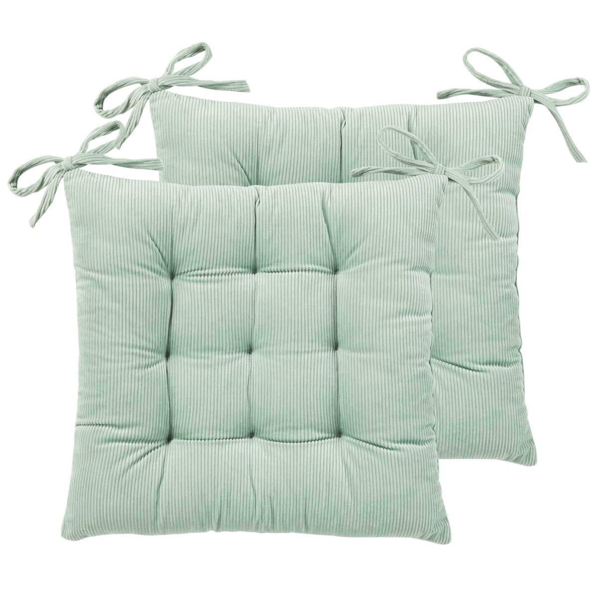 HLOVME Corduroy Chair Cushion with Ties Ultra Soft Warm Floor Cushion for Kids Reading Nook Comfortable Square Seat Cushion for Adult 15.7”x15.7” Set of 2, Grey