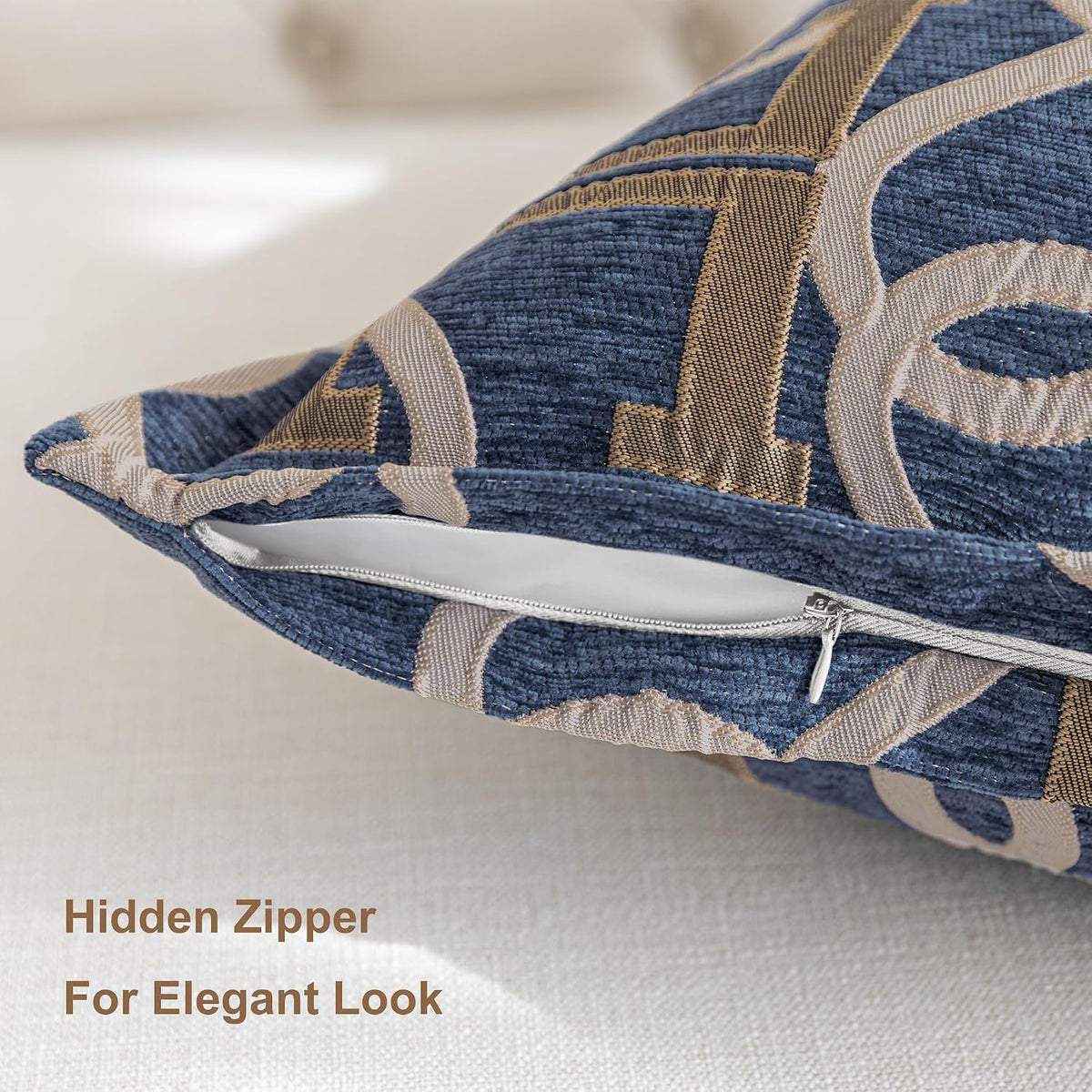 1 Piece Modern Letter H Throw Pillow Cover 20x20 Inch, Blue