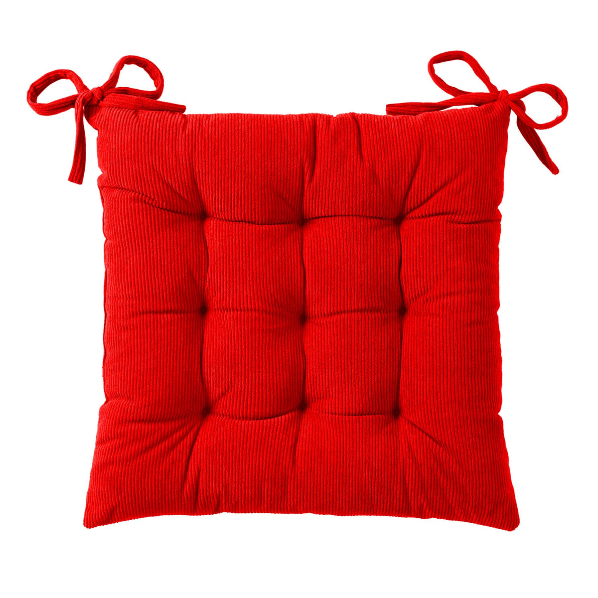 HLOVME Corduroy Chair Cushion with Ties Ultra Soft Warm Floor Cushion for Kids Reading Nook Comfortable Square Seat Cushion for Adult 15.7”x15.7” Set of 2, Grey