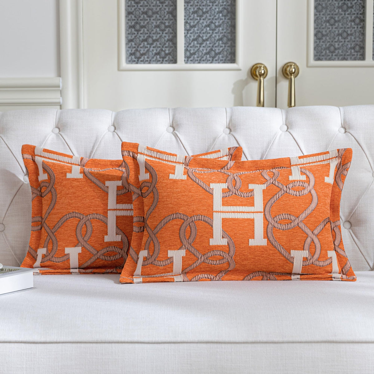 1 Piece Modern Letter H Throw Pillow Cover 20x20 Inch, Blue
