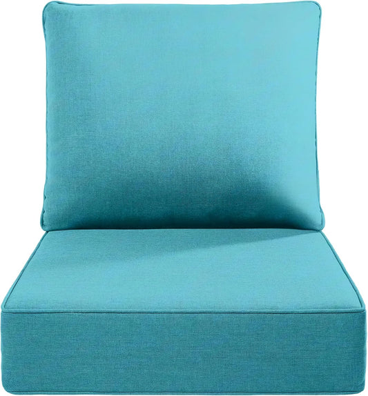 Luxury 22x24/22x25 6-Inch Outdoor Cushions - Water Resistant 1 Set Zippered Patio Chair Cushion for Wicker Dining Rocking Swivel Chairs Loveseat Couch Sectional Sofa - Turquoise