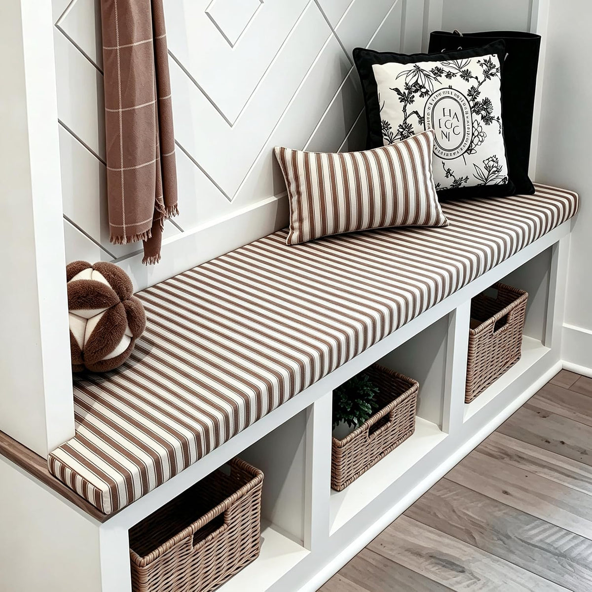 Avenix Custom Size Bay Window Bench Seat Cushions Indoor/Outdoor Bench Cushions, 75D Memory Foam/Anti-Slip/Scratch Custom Bench Cushions for Breakfast/Reading Nook/Kitchen Dining Entryway Mudroom