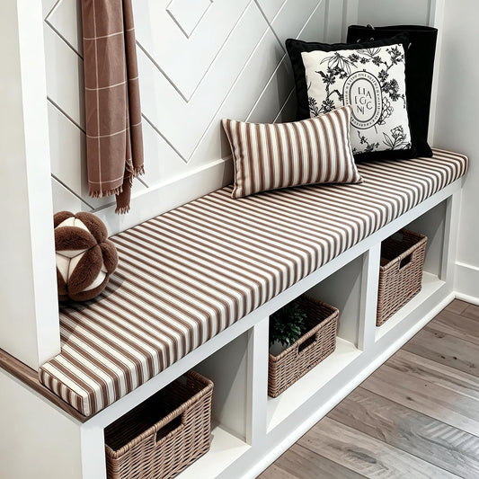 Avenix Custom Size Bay Window Bench Seat Cushions Indoor/Outdoor Bench Cushions, 75D Memory Foam/Anti-Slip/Scratch Custom Bench Cushions for Breakfast/Reading Nook/Kitchen Dining Entryway Mudroom