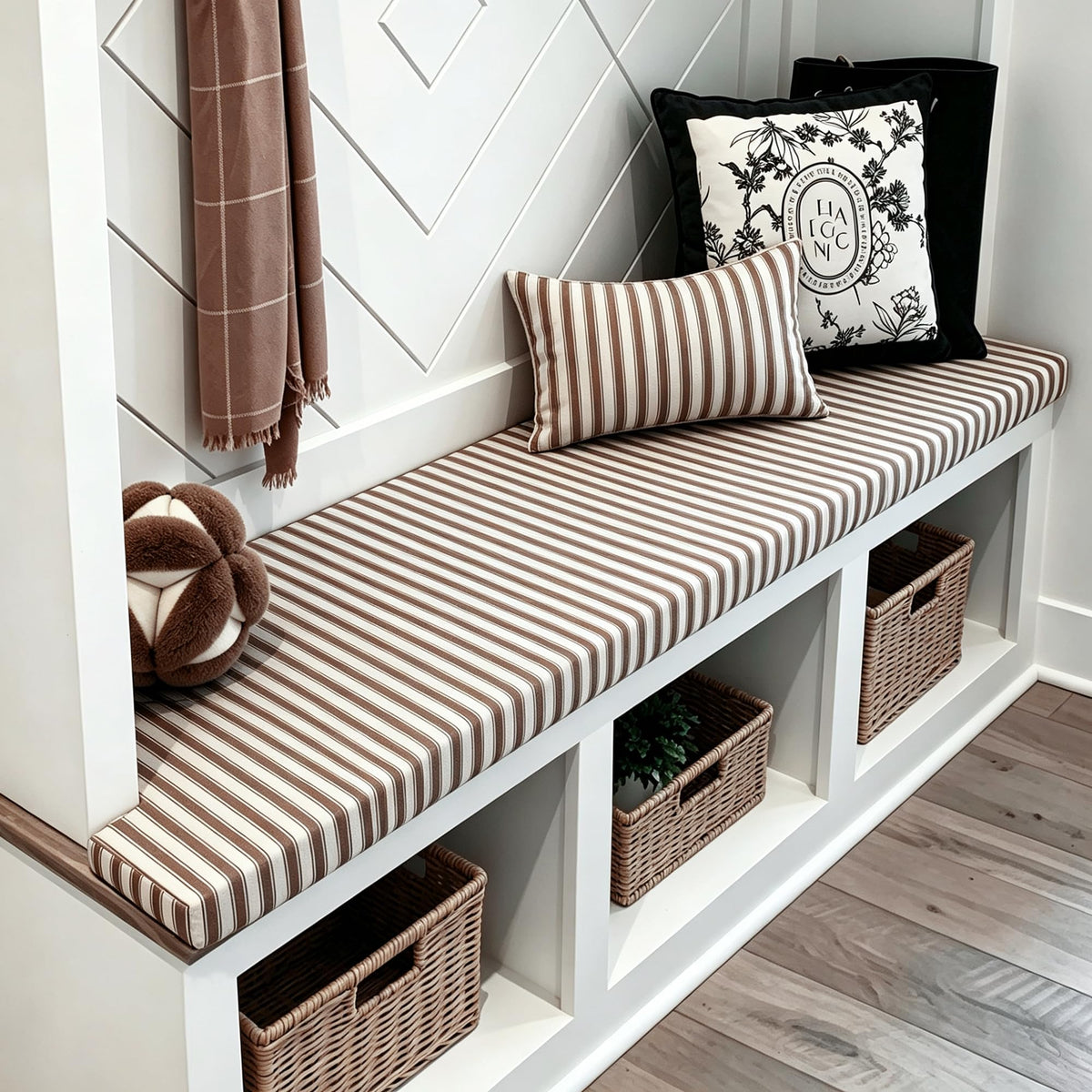 Avenix Custom Size Bay Window Bench Seat Cushions Indoor/Outdoor Bench Cushions, 75D Memory Foam/Anti-Slip/Scratch Custom Bench Cushions for Breakfast/Reading Nook/Kitchen Dining Entryway Mudroom