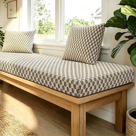 Avenix Custom Size Bay Window Seat Cushion for Indoor/Outdoor Patio Furniture,Custom Bench Cushion for Breakfast Nook/Dining Kitchen Entryway Mudroom,75D Memory Foam/Anti-Slip/Scratch/Machine Washable