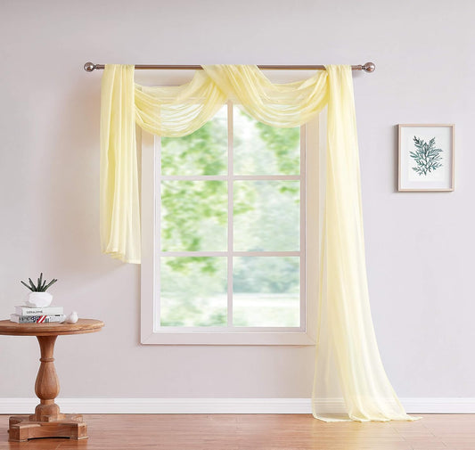 LinenZone Yellow Window Scarf in 216 Inch Size. (Amazing 55 x 216, Yellow)