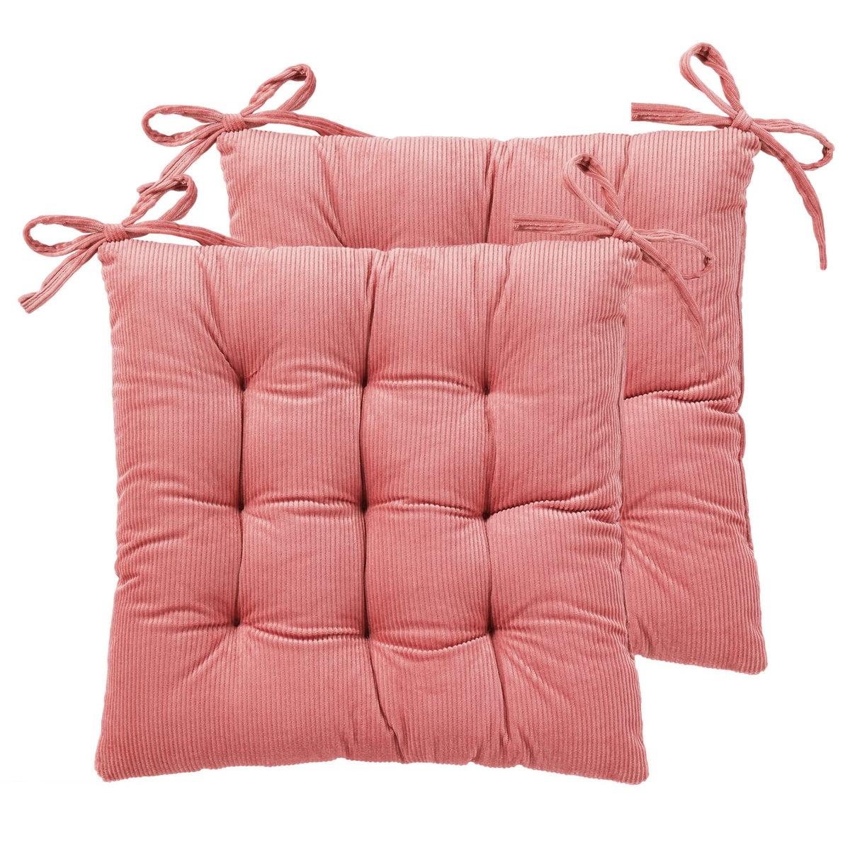 HLOVME Corduroy Chair Cushion with Ties Ultra Soft Warm Floor Cushion for Kids Reading Nook Comfortable Square Seat Cushion for Adult 15.7”x15.7” Set of 2, Grey