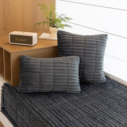 Soft Window Sill Seat Cushion Cover, Thick Bay Window Dog Mat Breathable, Non-Slip Bench Cushions Cover for Mudroom | Breakfast Nook | RV Dinette Seat (Smoke,18" x 18" Pillowcase)