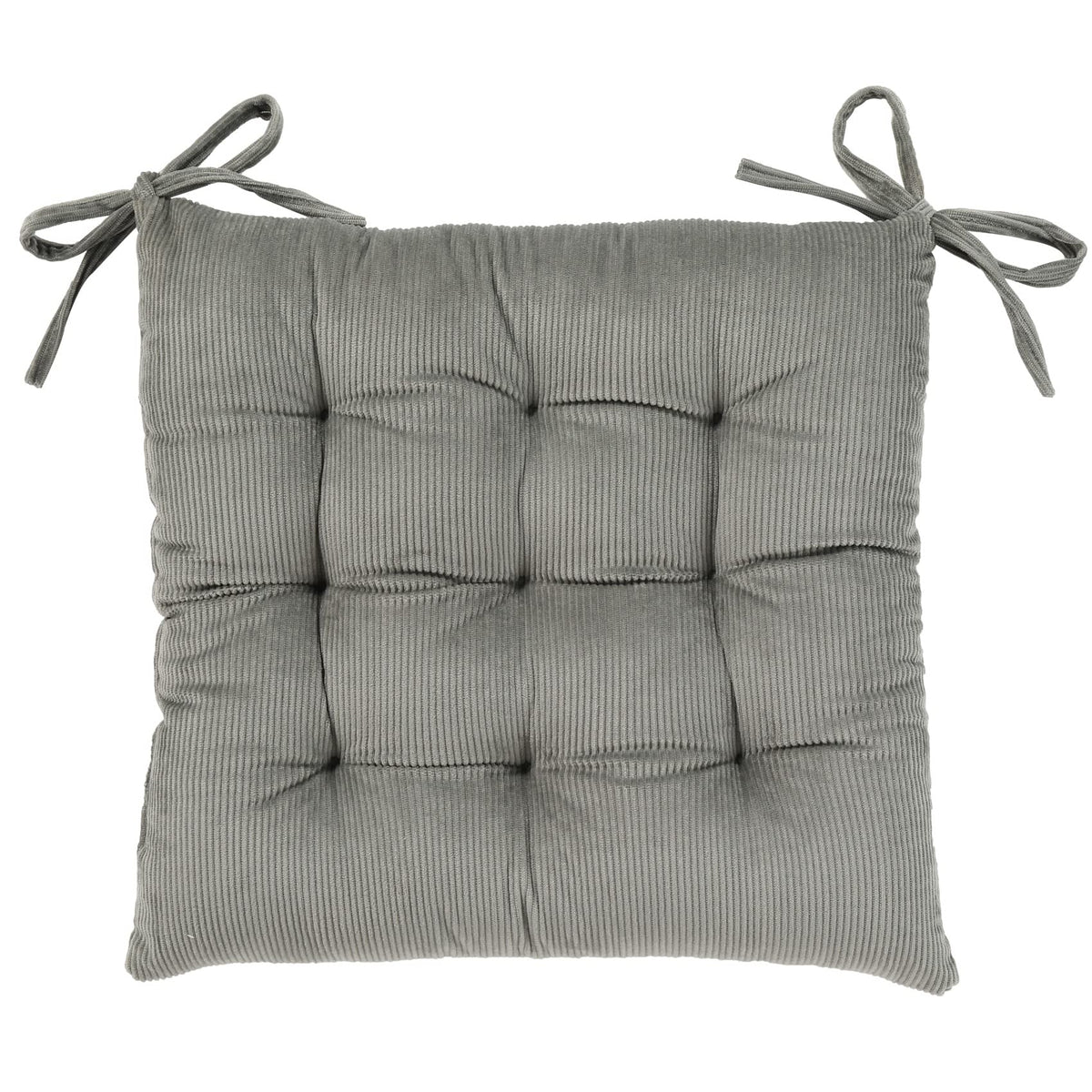 HLOVME Corduroy Chair Cushion with Ties Ultra Soft Warm Floor Cushion for Kids Reading Nook Comfortable Square Seat Cushion for Adult 15.7”x15.7” Set of 2, Grey