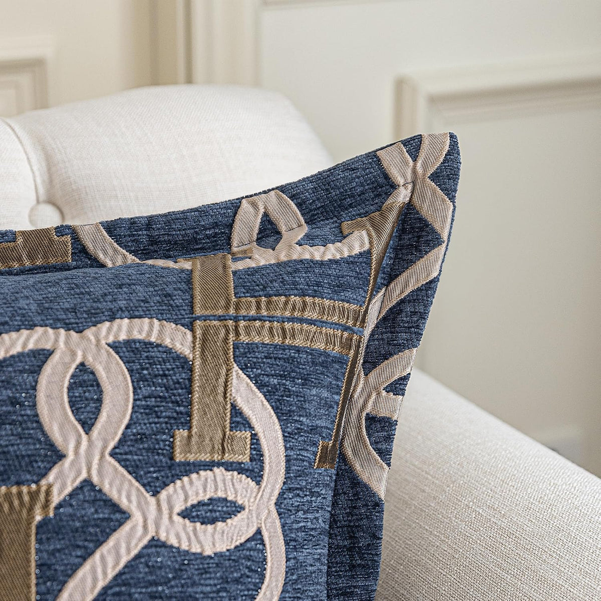 1 Piece Modern Letter H Throw Pillow Cover 20x20 Inch, Blue