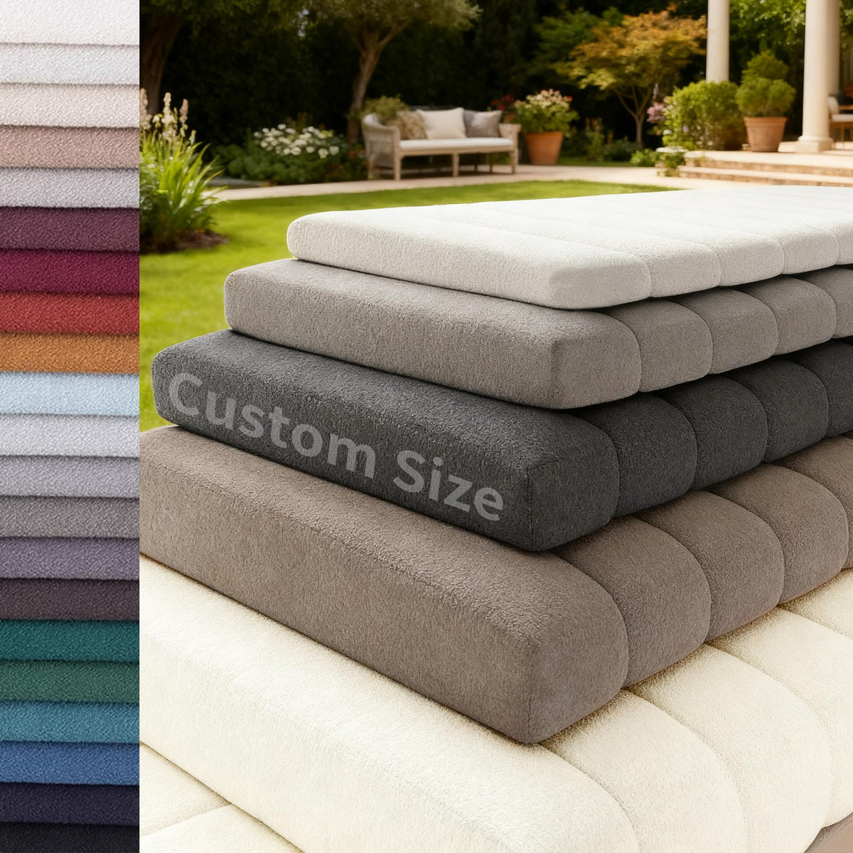 Avenix Custom Size Bay Window Bench Seat Cushions Indoor/Outdoor Bench Cushions, 75D Memory Foam/Anti-Slip/Scratch Custom Bench Cushions for Breakfast/Reading Nook/Kitchen Dining Entryway Mudroom