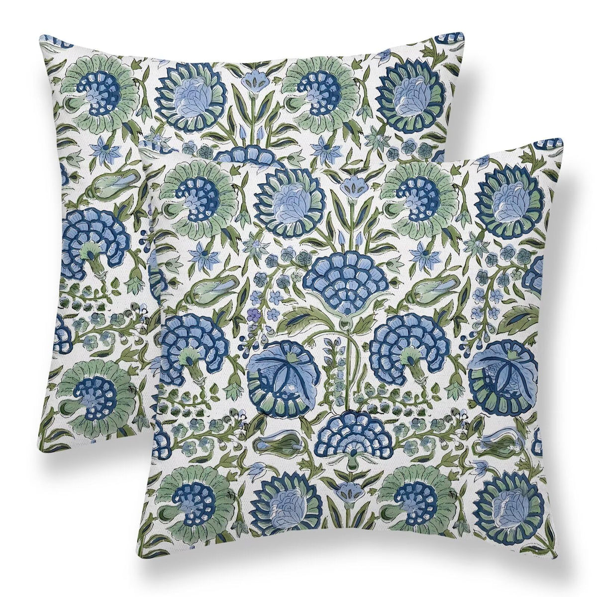 Summer Palm Leaf Pillow Covers 20x20 Set of 2, Coral Tropical Leaf Decorative Outdoor Throw Pillow Covers Green Blue Botanical Farmhouse Cushion Case Linen Square Decor for Couch Sofa