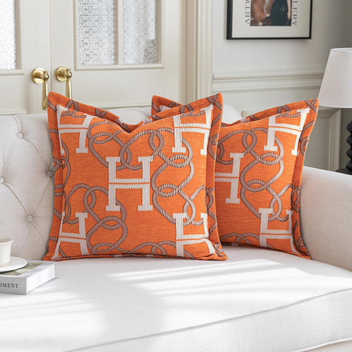 1 Piece Modern Letter H Throw Pillow Cover 20x20 Inch, Blue