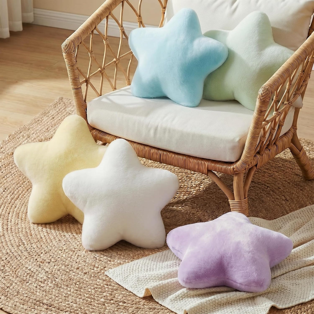 2PCS Star Pillow Set,15.35“ Cute Yellow Decorative Throw Pillows for Bed
