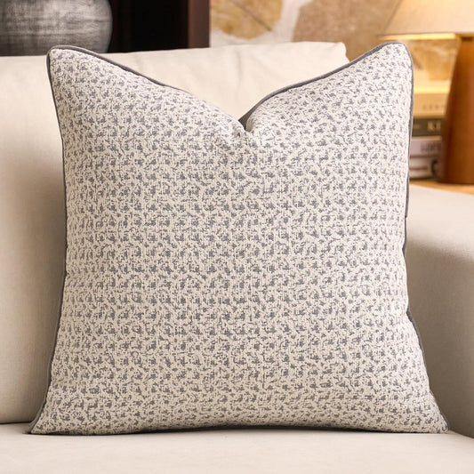 Aeckself Decorative Chenille Houndstooth Throw Pillow Cover Vintage Couch Pillow Cover 18x18 Inch Neutral Accent Fall Cushion Cover Home Decor for Sofa Bedroom Living Room, Grey